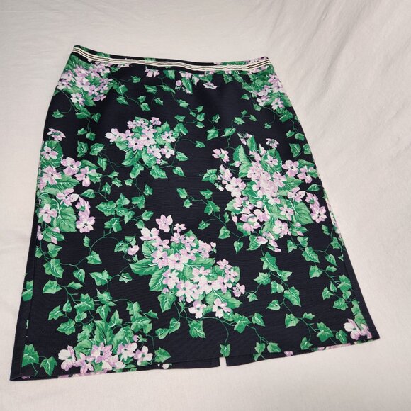 TALBOTS The Oprah Magazine Feminine Romantic Preppy Blue Floral Skirt Size 12. - Picture 5 of 16